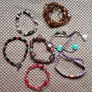 Bundle of 7 uniquely different beaded bracelets